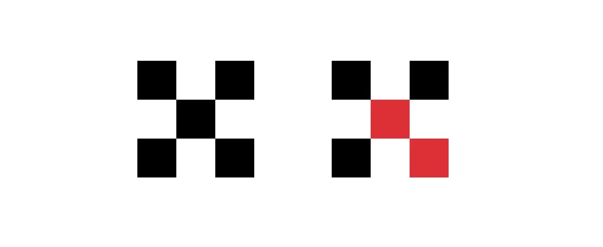 5 objects or 1 depending on diagonal counting
